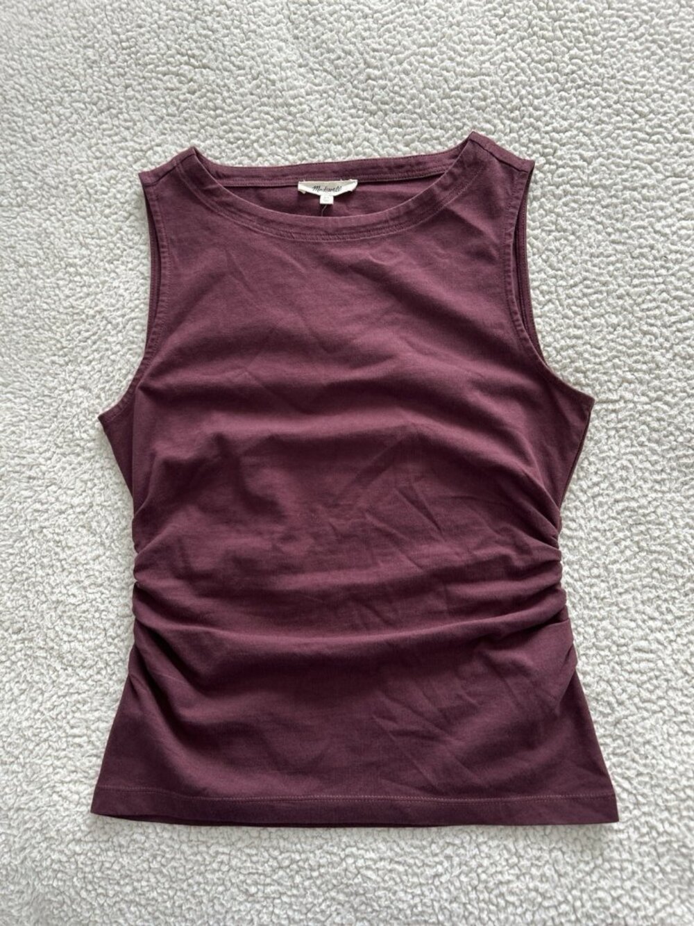 Madewell  100% Cotton Side Cinched Boatneck Tank in Dark Fig Purple Size XXS - Picture 6 of 10
